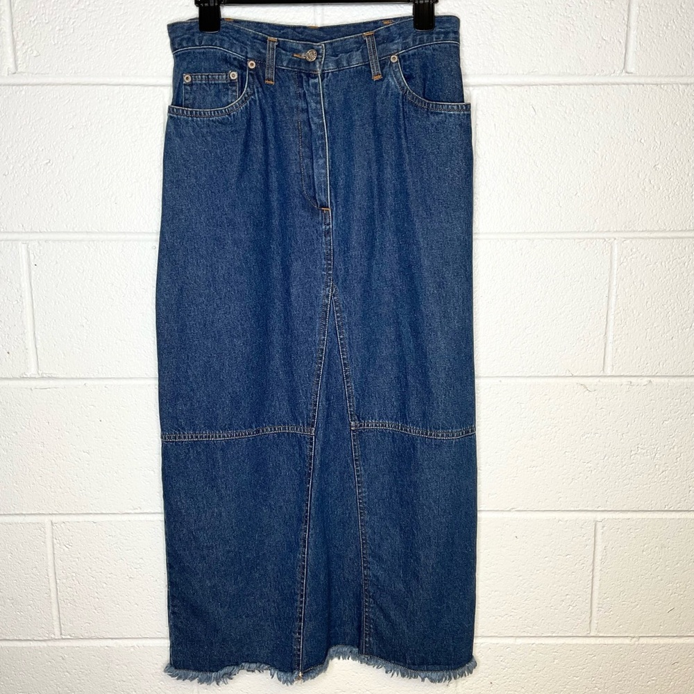< Vintage Bill Blass Denim Maxi Skirt >